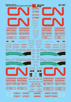 Microscale 60707 - N Scale Railroad Decal Set - Canadian National (CN) - 4-Bay Cylindrical Hopper...