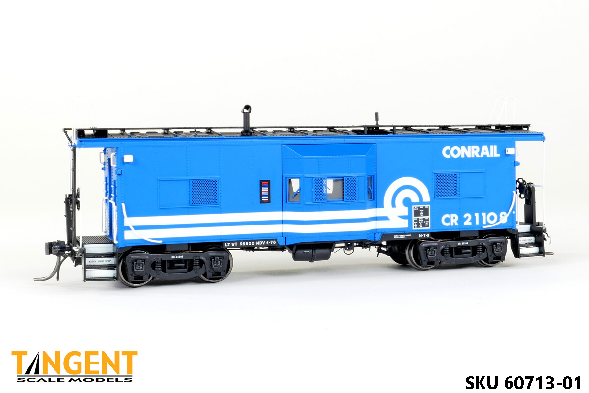 Tangent 60713-01 - HO Conrail (CR) N7D “Blue Repaint 6-1976” Erie ICC Bay Window Caboose #21108