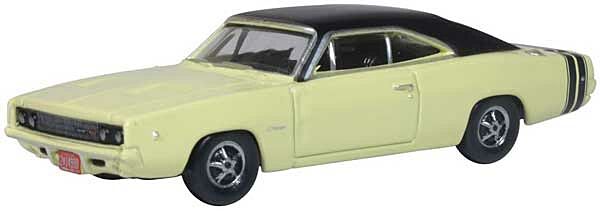 Oxford Diecast 87DC68004 - HO 1968 Dodge Charger - Assembled - Yellow, Black