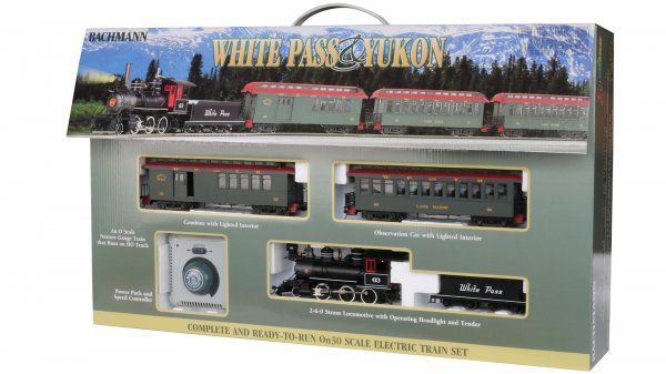 Bachmann 25024 - White Pass & Yukon -- 2-6-0 Loco, Wood Combine, Wood Coach; 56 x 38" Track Oval,...
