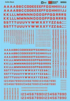 Microscale 90055 - HO Alphabets - Block Gothic - Red - Waterslide Decals