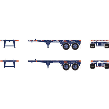 Athearn HO 94491 20 Ft Container Chassis, P&O Nedlloyd - 2 units