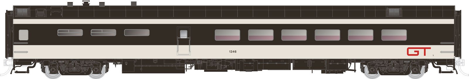 Rapido Trains 124063 HO Scale Pullman-Standard Lightweight Diner-Lounge Grand Trunk Western 1346