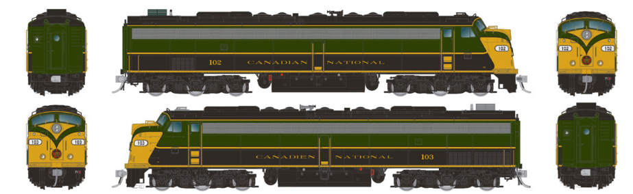 Rapido 28315 - HO HEP E8A + A Set - DC/ Silent - Canadian National (Executive - Green & Gold) #10...