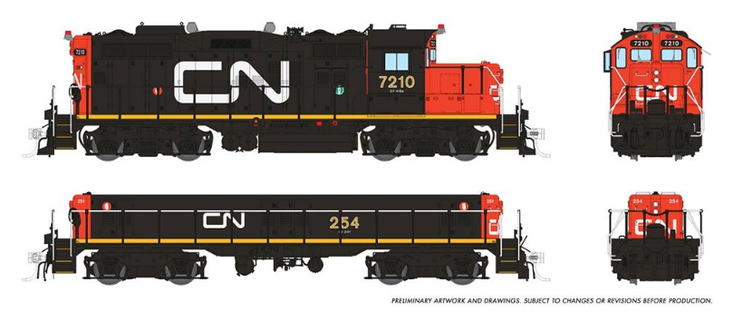 Rapido 41517 - HO GP9RM Mother & Slug - DCC/Sound - Canadian National (Late) #7210, 254