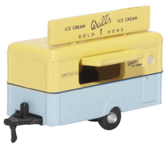 Oxford Diecast NTRAIL004 N Scale Concession Trailer - Assembled -- Walls Ice Cream (yellow, gray)