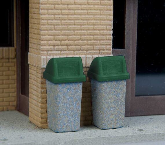 Walthers SceneMaster 4174 - HO Modern Trash Cans (24pk)