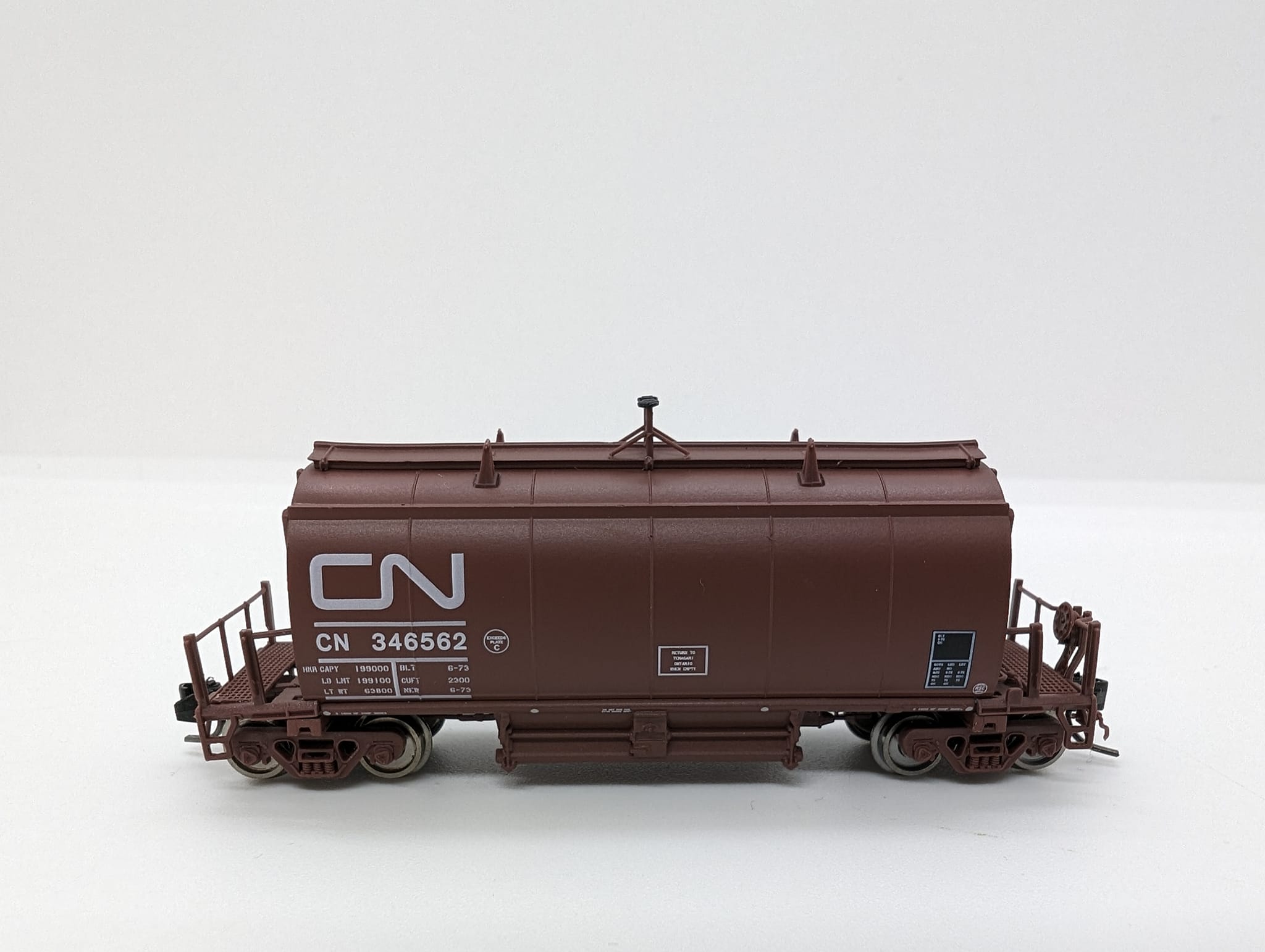 Rapido 543004-4 - N Scale Short Barrel Ore Hopper - CN Mineral Brown #346062