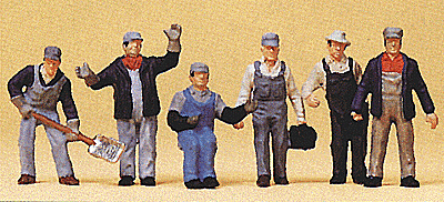 Preiser 10453 - HO United States Railroad Transition-Era Freight Train Crew -- pkg(6)