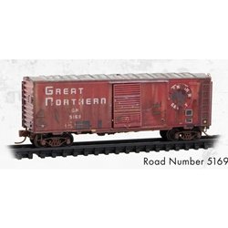 Atlas 073144360 - N SCALE MICRO-TRAINS 40' SINGLE DOOR BOX CAR WEATHERED GREAT NORTHERN #5169