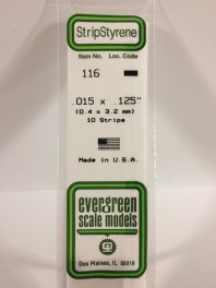 Evergreen Scale Models 116 Opaque White Polystyrene Strips 14in .015x.125 (10pcs pkg)