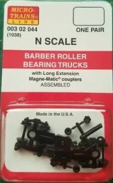 Micro Trains 003 02 044 - N Scale Barber Roller-Bearing Freight Car Trucks - w/ Long Extended Cou...