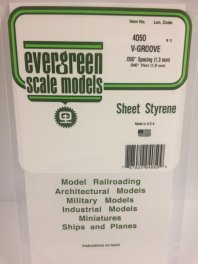 Evergreen Scale Models 4050 .050in Opaque White Polystyrene V Groove Siding (1sheet)