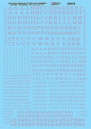 Microscale 90004 - HO Alphabets - Railroad Roman - Silver - Waterslide Decals