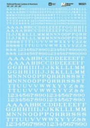 Microscale 90321 - HO Railroad Roman - Letters & Numbers (White) 10inch-20inch - Waterslide Decal...