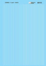 Microscale 91111 - HO White Striping - 1 and 2 Inch Widths - Decals