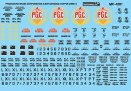 MicroScale 604291 - N Scale 3-Bay Covered Hopper - Producers Grain Corp - 1970+ - Waterslide Deca...