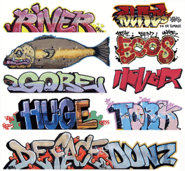 Blair Line 1256 - N Scale Modern Tagger Graffiti Decals - Set #7 (9pcs)
