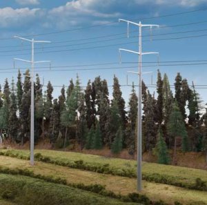 Walthers Cornerstone 3343 HO Scale Modern High Voltage Transmission Towers Kit - Poles stand 9-3/...