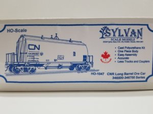 Sylvan Scale Models 1047 HO Scale - CNR Long Barrel Ore Car - Unpainted and Resin Cast Kit