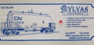 Sylvan Scale Models 1047P HO Scale - CNR Long Barrel Ore Car - Five Pack - Unpainted and Resin Ca...