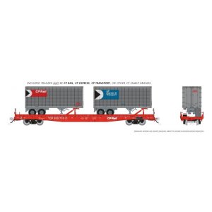 Rapido 1130504-5 - HO Marine Industries Piggyback Flatcar: CP Rail: Single Car w/ 26' Trailers: #...