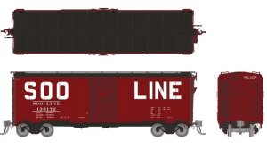 Rapido 180002-6 - HO 1937 AAR 40Ft Boxcar - Square Corner Ends - SOO Line #136192