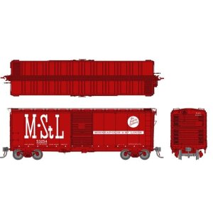 Rapido 181004-5 - HO 1937 AAR 40' Boxcar - Round corner: M&StL - Red: Single Car #54668