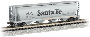 Bachmann 19152 - N Scale 4-Bay Cylindrical Grain Hopper - Santa Fe