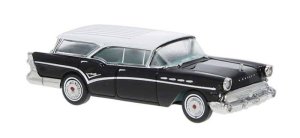 Brekina 18177 - HO 1957 Buick Century Caballero - Assembled -- Black, White