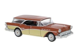 Brekina 18179 - HO 1957 Buick Century Caballero - Assembled -- Orange, Beige