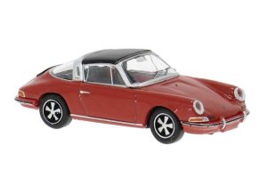 Brekina 16270 - HO 1963 Porsche 911E Targa Coupe - Assembled -- Red, Black