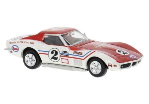 Brekina 19987 - HO Scale 1967-1973 Chevrolet Corvette C3 - Assembled -- Greder-Teams #2 (white, r...