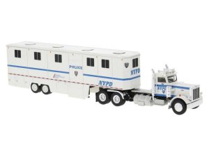 Brekina 85724 - HO Scale 1973 Peterbilt 359 Day-Cab Tractor with Horse Trailer - Assembled -- New...