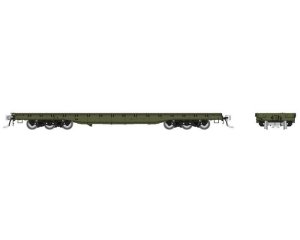 Rapido 199098 - HO Magor 54ft Flat Car - Green- Unlettered