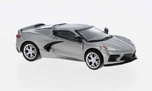 Brekina PCX870674 - HO 2020 Chevrolet Corvette (C8) Stingray - Assembled -- Metallic Silver, Blac...