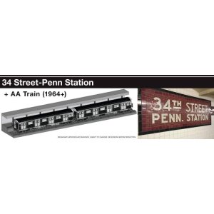 Rapido 209896 - HO Scale NYC Subway Lighted Display Set: 34th St-Penn Station + AA Train (1964+)