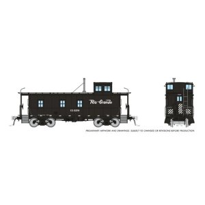 Rapido 225005 - HO D&RGW End Cupola Steel Riveted Caboose: As-Built / Black Scheme (Black/White L...