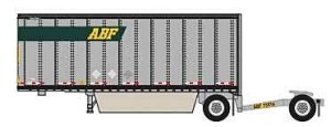 Trainworx 4289303 - N Scale 28' Pup Van Trailer with Converter Dolly - Assembled -- ABF #3 (gray,...