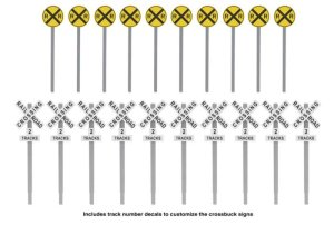 Walthers SceneMaster 4197 - HO Railroad Crossing Signs - Modern Advance Warning & Crossbucks - 10...