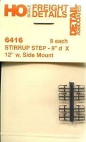 Detail Associates 6416 - HO Scale Freight Car Straight Stirrups Side Mount - 8 Pack