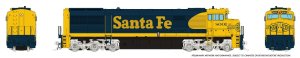 Rapido 55010 - HO GE U30CG w/o SG (DC/Silent): Santa Fe - Yellow Warbonnet w/ Large Logo: #8003