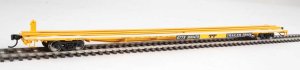 Walthers Mainline 5519 - HO 85ft General American G85 Flatcar - GTTX (Yellow) #300424