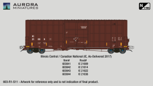 Aurora Miniatures 603044 - N Scale Gunderson 6276cf 50' Plate F Boxcar - IC 21038