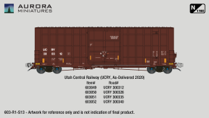 Aurora Miniatures 603052 - N Scale Gunderson 6276cf 50' Plate F Boxcar - UCRY 300340