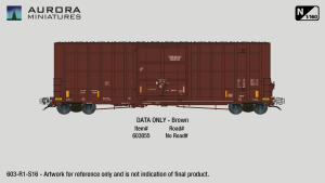 Aurora Miniatures 603055 - N Scale Gunderson 6276cf 50' Plate F Boxcar - DATA ONLY - Brown