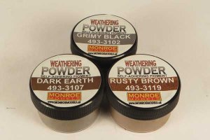 Monroe Models 2912 Grit & Grime Weathering Powder Set -- 1 Each: Grimy Black, Dark Earth, Rusty B...