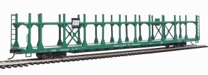 Walthers Mainline 8018 - HO 89ft Flatcar w/ Bi-Level Open Auto Rack - Penn Central Rack, Trailer ...