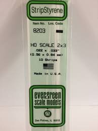 Evergreen Scale Models 8203 - Opaque White Polystyrene HO Scale Strips (2x3) .022In x .033In x 14...
