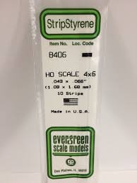 Evergreen Scale Models 8406 - Opaque White Polystyrene HO Scale Strips (4x6) .043In x .066In x 14...